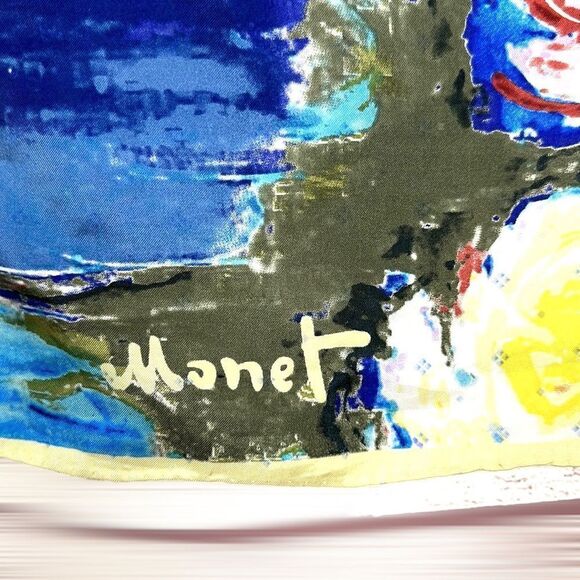 Water Lilies by MONET Silk Square Scarf Hand Rolled - Picture 4 of 11